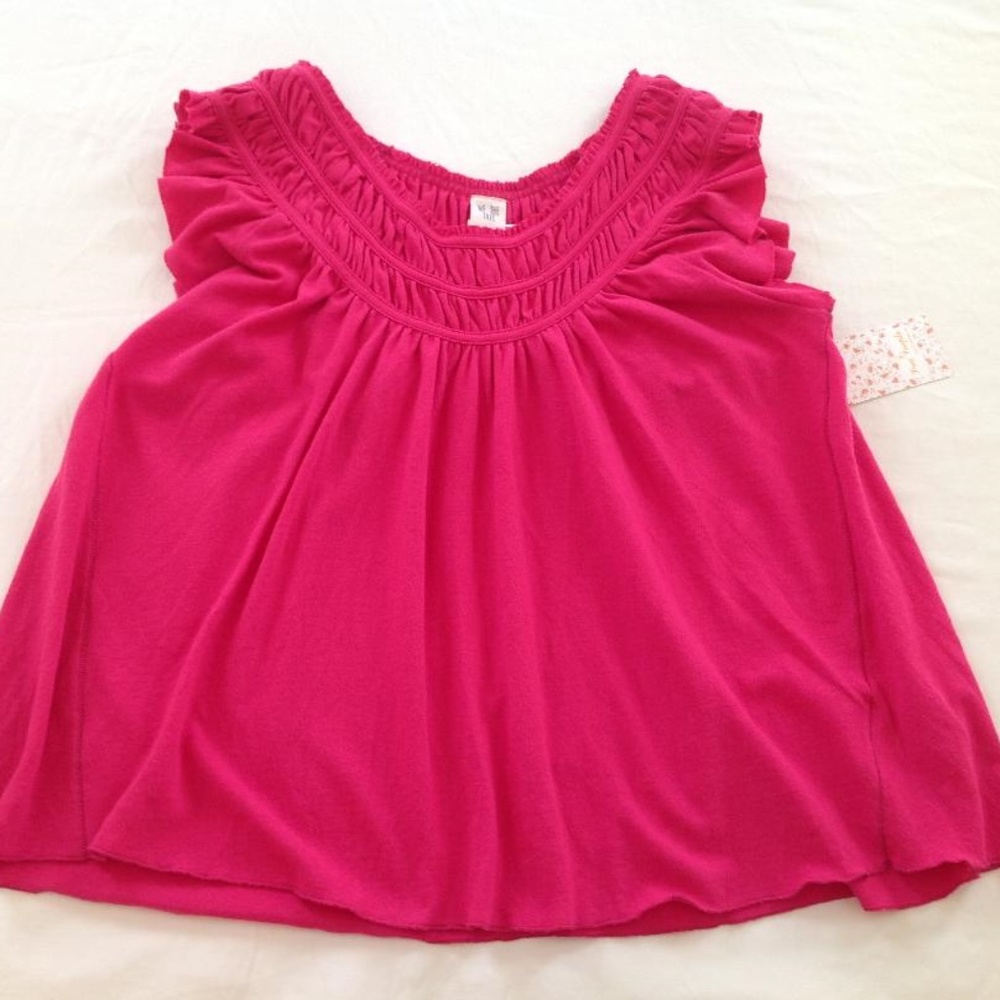 NWT Free People Hot Pink Short Sleeve Top Sz S